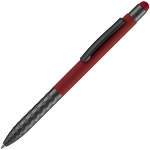 Ручка шариковая Digit Soft Touch со стилусом, красная - купить оптом