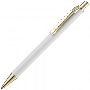 Ручка шариковая Lobby Soft Touch Gold, белая - купить оптом