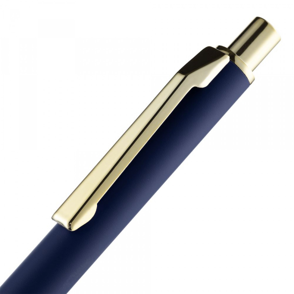 Ручка шариковая Lobby Soft Touch Gold, синяя - купить оптом