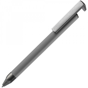 Ручка шариковая Standic с подставкой для телефона, серая - купить оптом