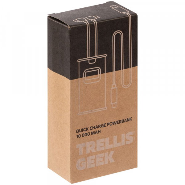 Аккумулятор c быстрой зарядкой Trellis Geek 10000 мАч, темно-серый - купить оптом