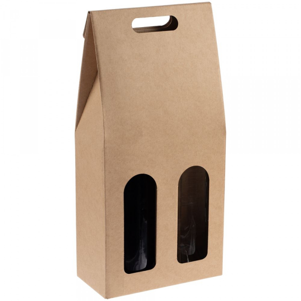 Коробка для двух бутылок Vinci Duo, крафт - купить оптом