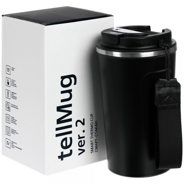 Смарт-стакан с заменяемой батареей tellMug, ver.2, черный - купить оптом