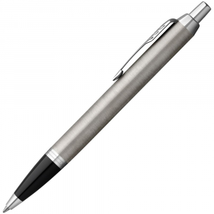 Ручка шариковая Parker IM Essential Stainless Steel CT, серебристая с черным - купить оптом