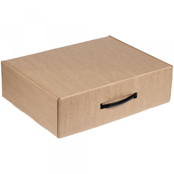 Коробка самосборная Light Case, крафт, с черной ручкой - купить оптом