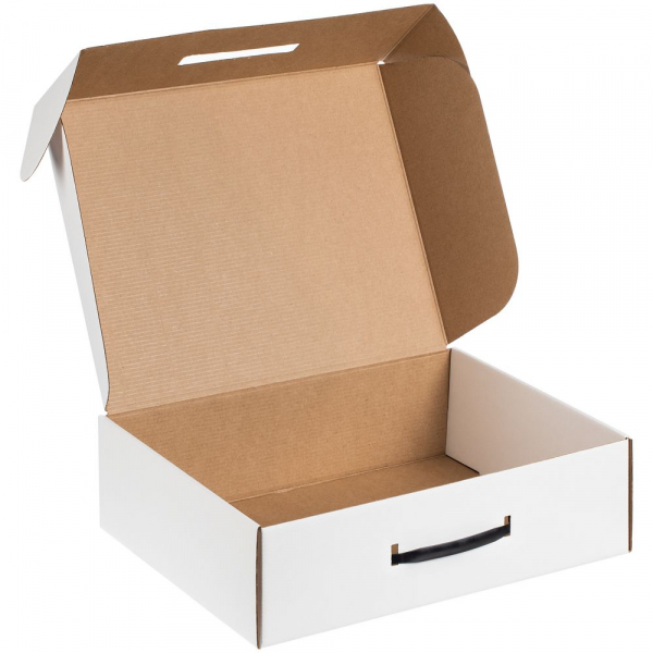 Коробка самосборная Light Case, белая, с черной ручкой - купить оптом