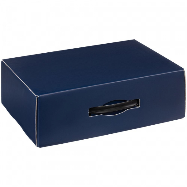 Коробка Matter Light, синяя, с черной ручкой - купить оптом