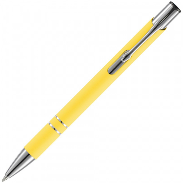 Ручка шариковая Keskus Soft Touch, желтая - купить оптом