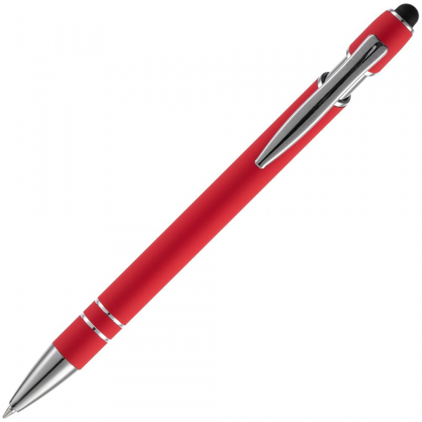 Ручка шариковая Pointer Soft Touch со стилусом, красная - купить оптом