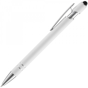 Ручка шариковая Pointer Soft Touch со стилусом, белая - купить оптом