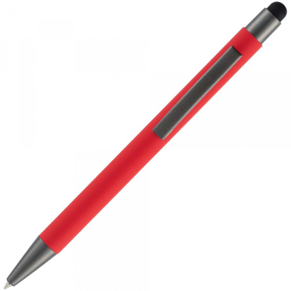 Ручка шариковая Atento Soft Touch со стилусом, красная - купить оптом