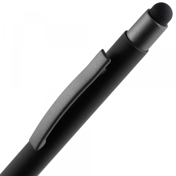 Ручка шариковая Atento Soft Touch Stylus со стилусом, черная - купить оптом
