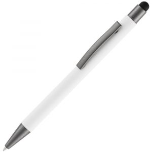 Ручка шариковая Atento Soft Touch со стилусом, белая - купить оптом
