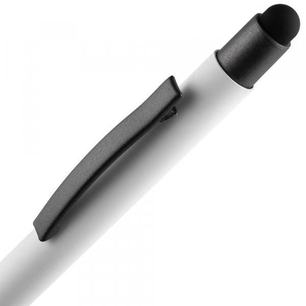 Ручка шариковая Atento Soft Touch со стилусом, белая - купить оптом
