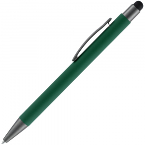 Ручка шариковая Atento Soft Touch со стилусом, зеленая - купить оптом
