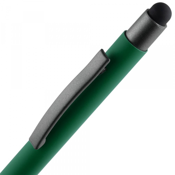 Ручка шариковая Atento Soft Touch со стилусом, зеленая - купить оптом