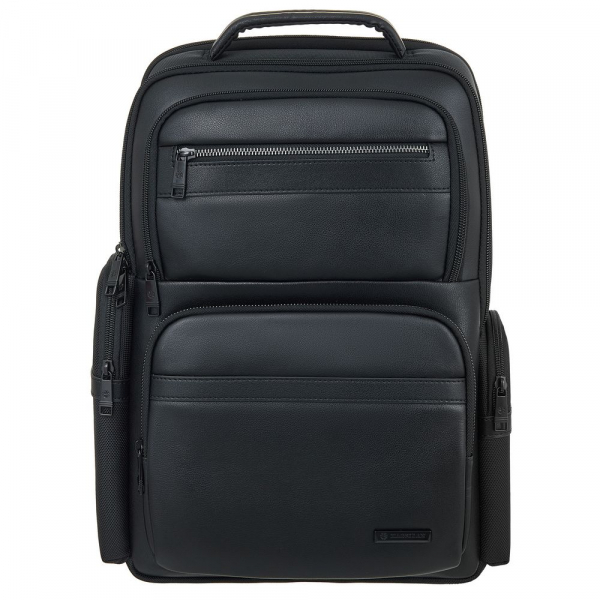 Рюкзак для ноутбука Santiago с кожаной отделкой, черный - купить оптом