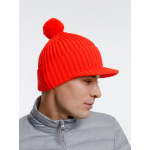 Вязаная шапка с козырьком Peaky, красная (кармин), фото 5