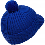 Вязаная шапка с козырьком Peaky, синяя (василек), фото 2
