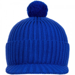 Вязаная шапка с козырьком Peaky, синяя (василек), фото 3
