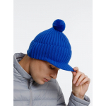 Вязаная шапка с козырьком Peaky, синяя (василек), фото 6