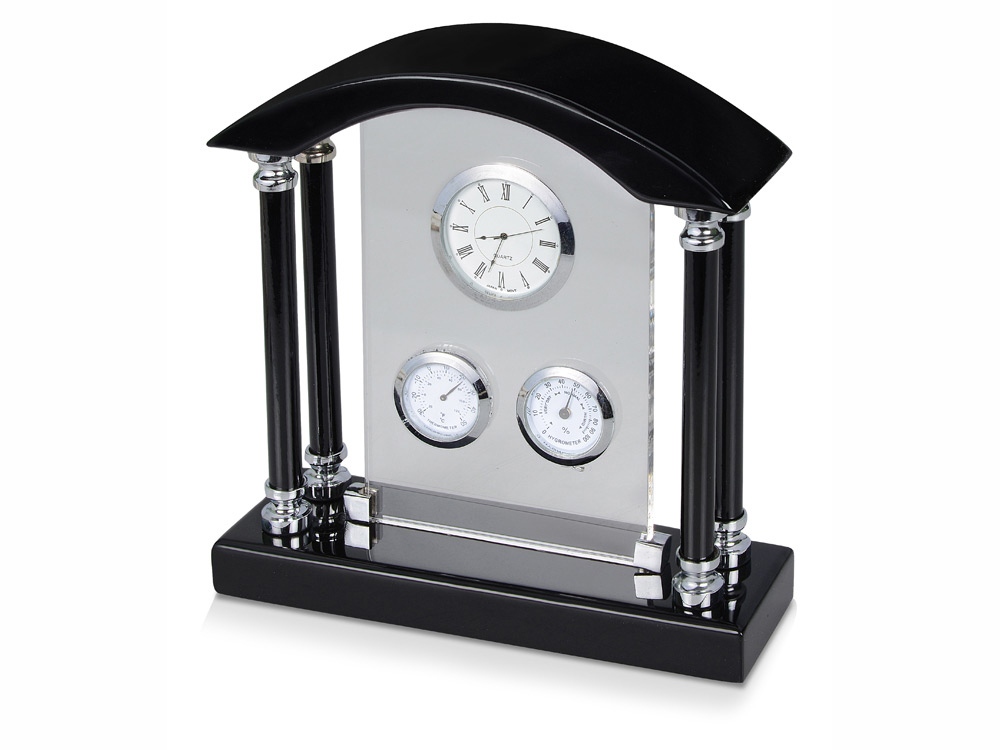 Погодная станция Нобель: часы, термометр, гигрометр, черный/серебристый - купить оптом