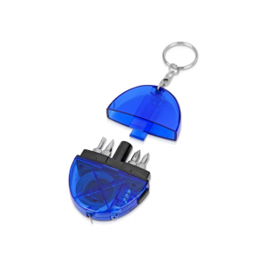 Брелок-рулетка с набором отверток и фонариком, синий - купить оптом