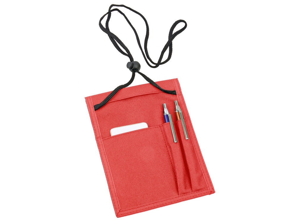 Нагрудное дорожное портмоне со шнурком, красный - купить оптом
