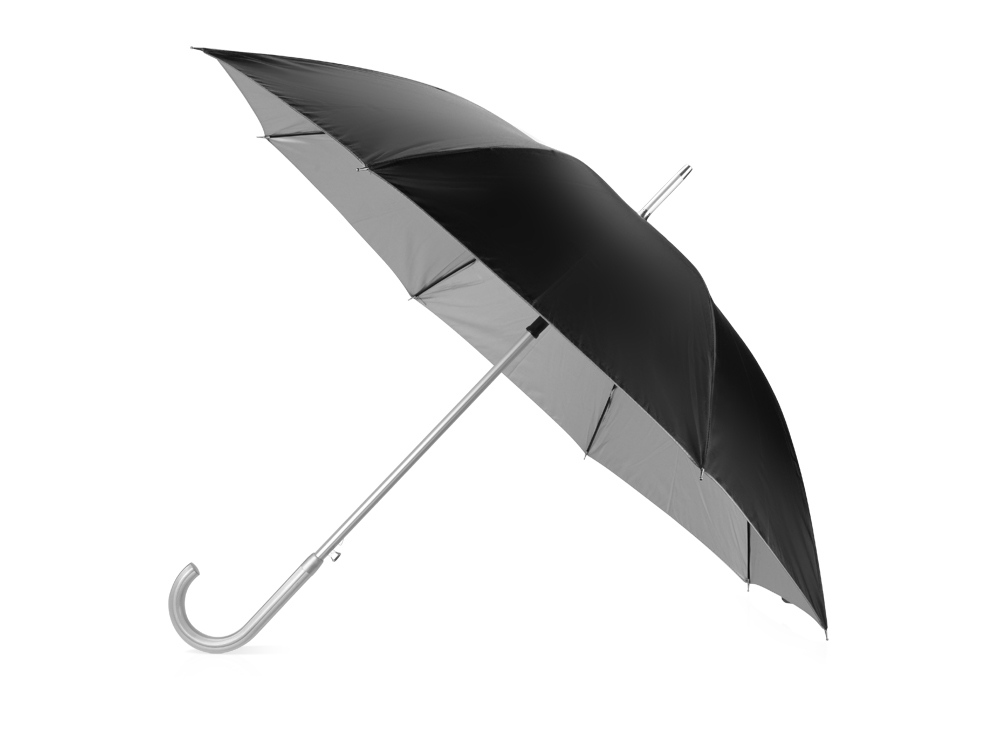 Зонт-трость полуавтомат Майорка, черный/серебристый - купить оптом