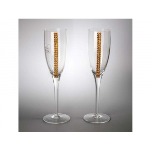Бокалы для шампанского с кристаллами Swarovski Chinelli, прозрачный/золотистый - купить оптом