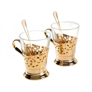 Набор для чая на 6 персон Chinelli, золотистый/прозрачный - купить оптом