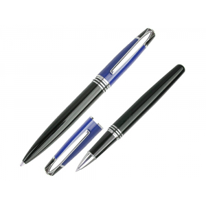 Набор Celebrity Кюри: ручка шариковая, ручка роллер в футляре, черный/синий - купить оптом