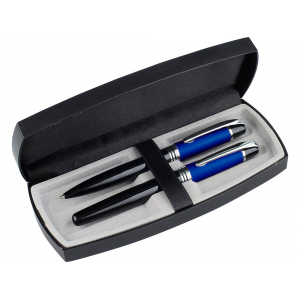Набор Celebrity Кюри: ручка шариковая, ручка роллер в футляре, черный/синий - купить оптом