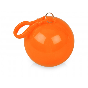 Дождевик в футляре с карабином, единый размер, прозрачный, оранжевый - купить оптом