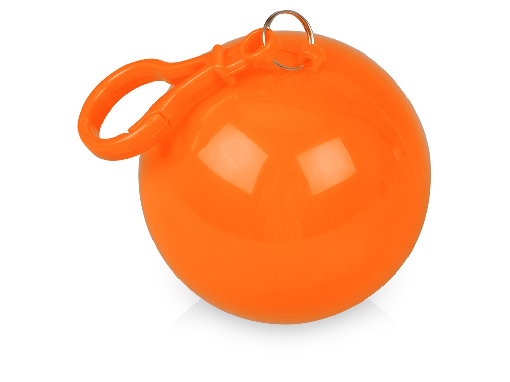 Дождевик в футляре с карабином, единый размер, прозрачный, оранжевый - купить оптом