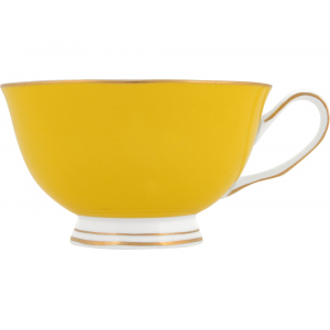 Чайная пара: чашка на 200 мл с блюдцем, желтый/белый/золотистый - купить оптом