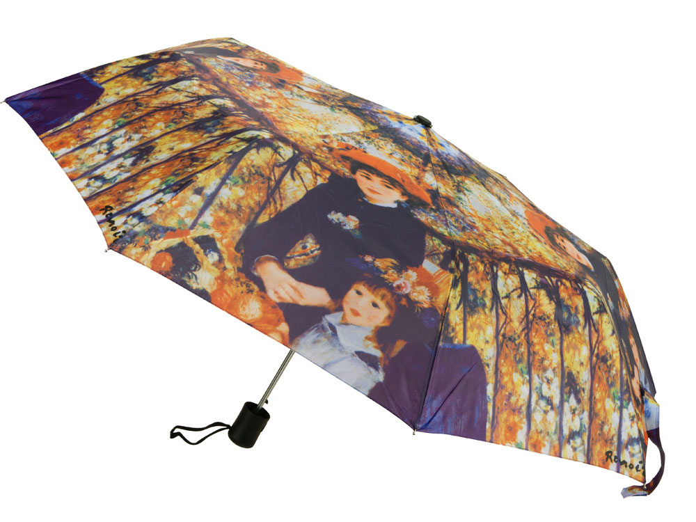 Набор: платок, складной зонт Ренуар. Терраса, синий/желтый - купить оптом