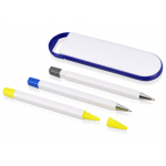 Набор Квартет: ручка шариковая, карандаш и маркер, белый/синий, фото 2