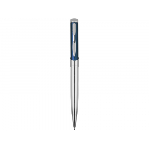 Ручка шариковая Глазго серебристая/синяя, серебристый/синий - купить оптом