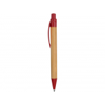 Ручка шариковая Листок, бамбук/красный, фото 2