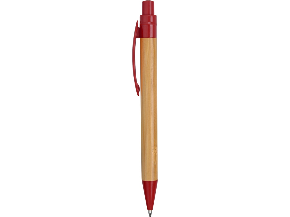 Ручка шариковая Листок, бамбук/красный - купить оптом