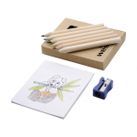 Набор для рисования: 6 цветных карандашей, точилка, раскраска, бежевый, фото 3