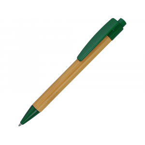 Ручка шариковая Borneo из бамбука, зеленый, черные чернила - купить оптом