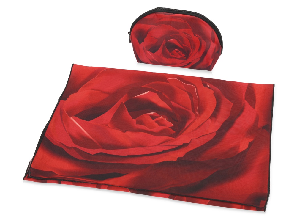 Набор Роза: косметичка и шарф, красный/черный - купить оптом