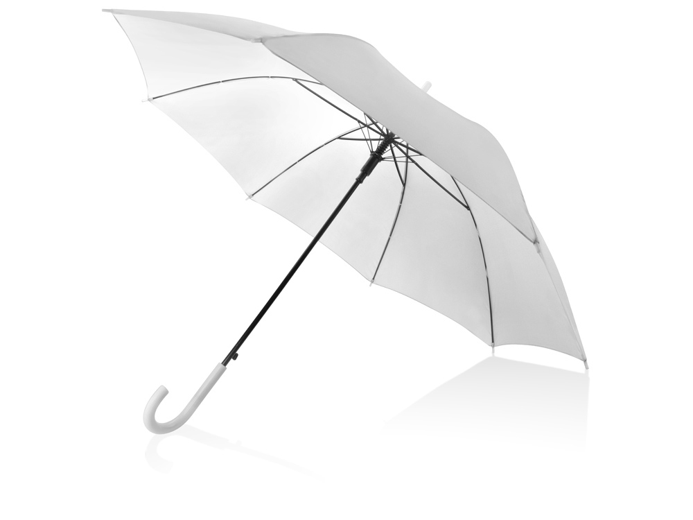 Зонт-трость полуавтоматический с пластиковой ручкой, холодный белый - купить оптом