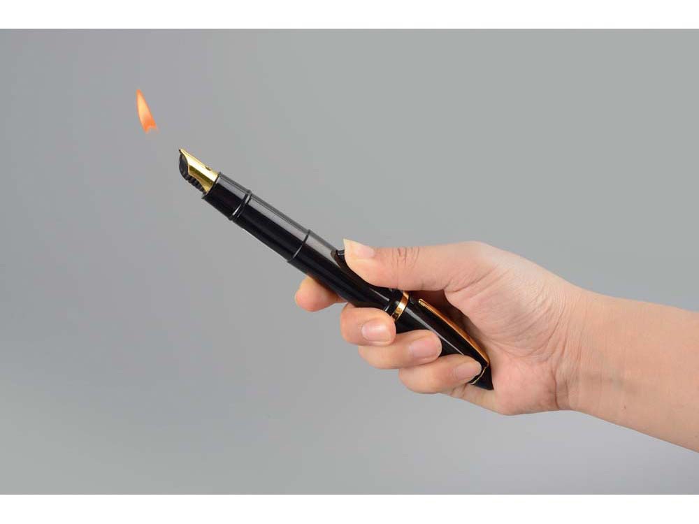 Набор: ручка-зажигалка, пепельница Акра, черный/золотистый - купить оптом