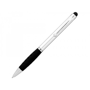 Ручка-стилус шариковая Ziggy черные чернила, серебристый/черный - купить оптом