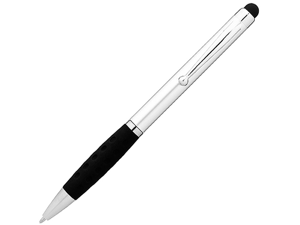 Ручка-стилус шариковая Ziggy черные чернила, серебристый/черный - купить оптом