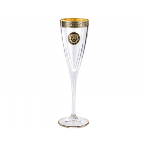Набор бокалов для шампанского Сила льва, прозрачный/золотистый - купить оптом
