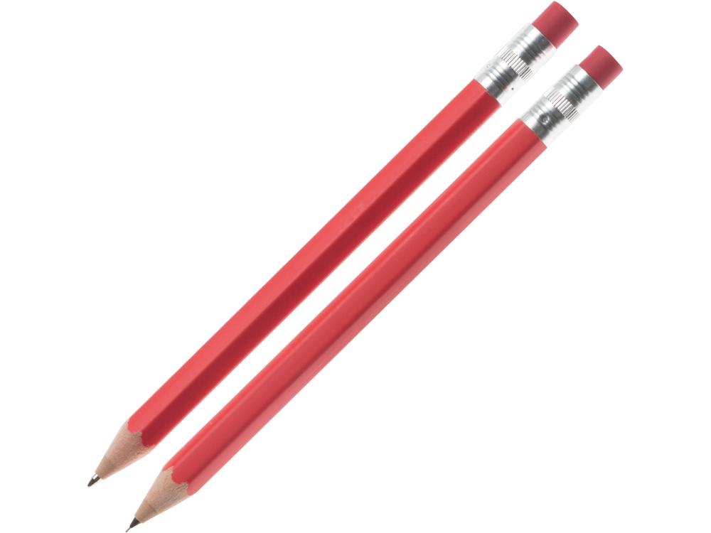 Набор Даллас: ручка шариковая, карандаш с ластиком в футляре, красный - купить оптом